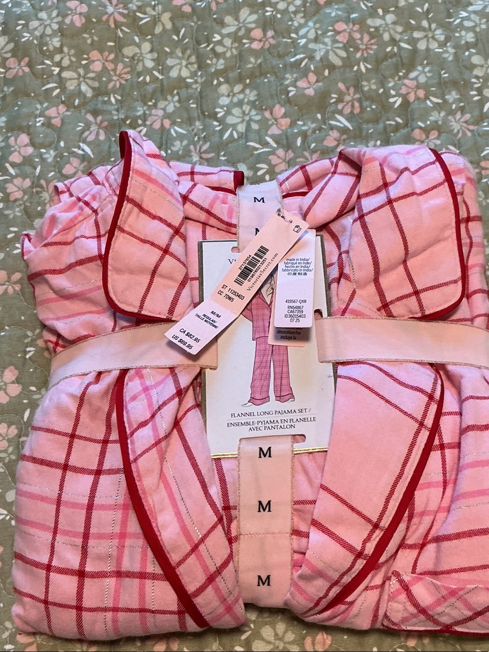 Victoria’s Secret Women's Pink Plaid Flannel Pajama Set - M NWT